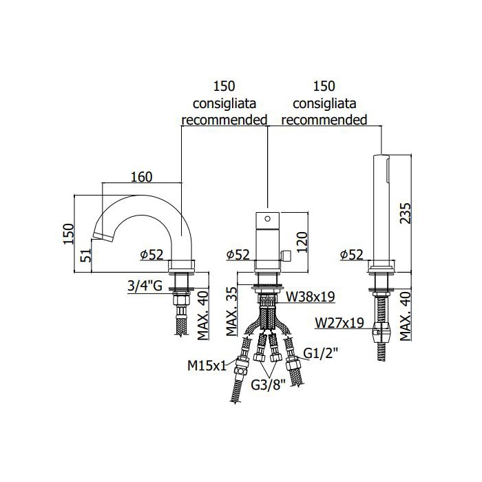 Paffoni Light Kompletna Bateria nawannowa...