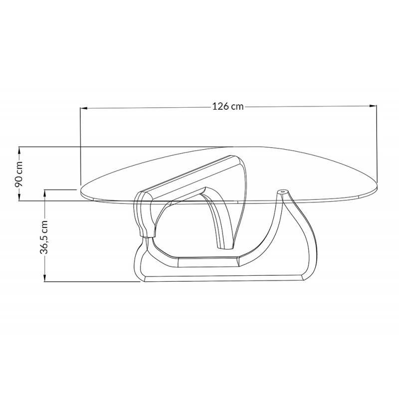 Stolik STABLE - szkło transparentne, podstawa drewniana jesion