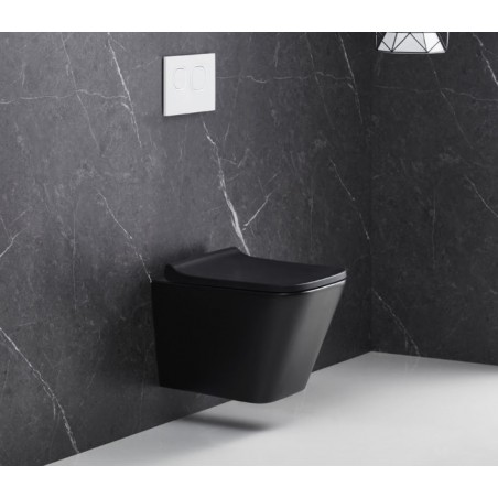 Lavita Lago Muszla Miska Wisząca WC czarna 48,5x34 z deską w/o, bezrantowa