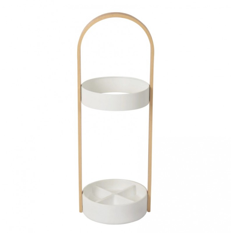 UMBRA stojak na parasolki BELLWOOD biało naturalny