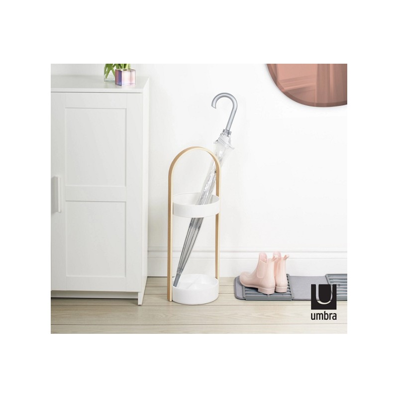 UMBRA stojak na parasolki BELLWOOD biało naturalny