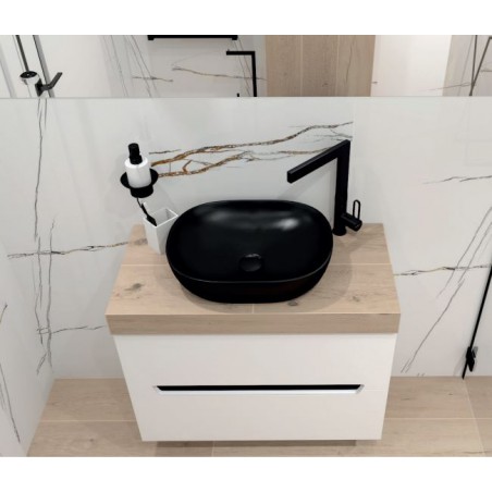 Lavita Redondo umywalka owalna nablatowa 46,5x37,5 czarna