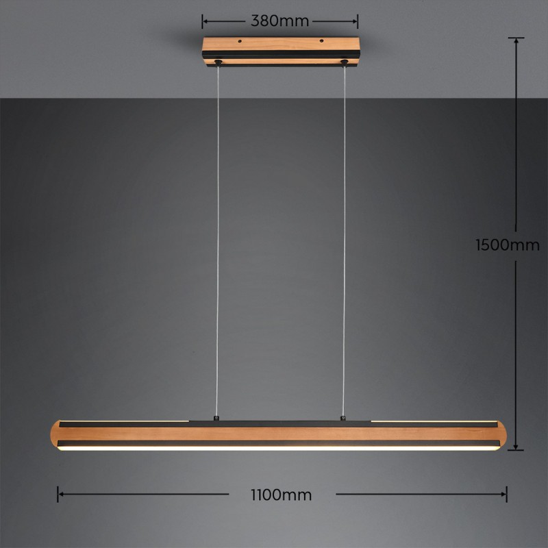 Trio Lampa wisząca LED nowoczesna DEACON 326610232 drewno jasne i ciemne, czarny