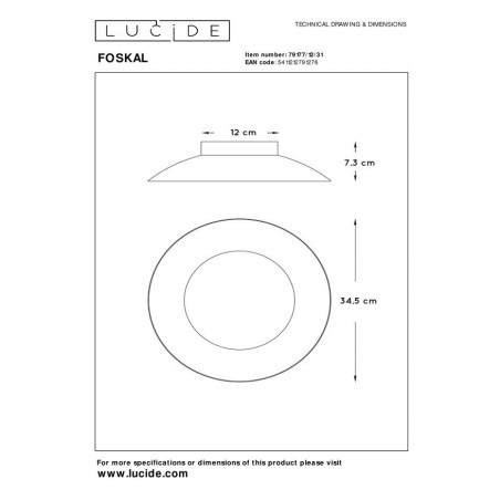 Lucide Lampa natynkowa LED FOSKAL 79177/12/31 biały