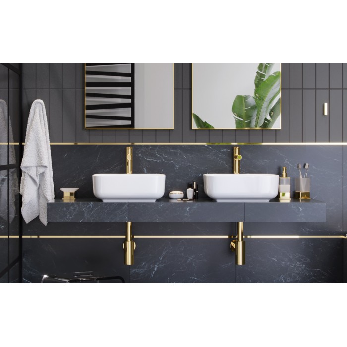 Excellent Syfon Umywalkowy butelkowy złoty stal...