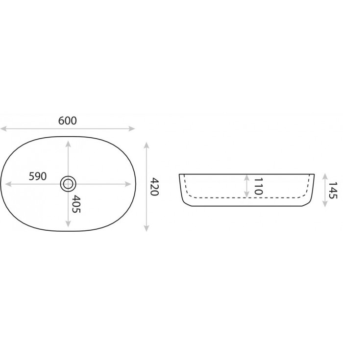 Lavita Verso umywalka owalna nablatowa 60x42 biała