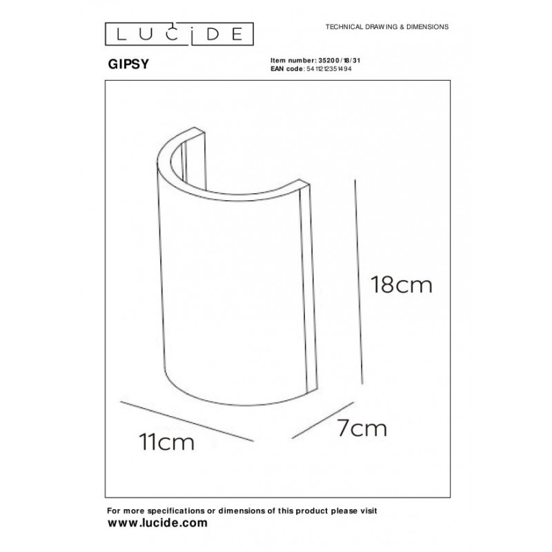 Lucide Kinkiet GIPSY 35200/18/31 biały