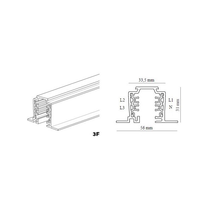 Aqform szynoprzewód trójfazowy wpuszczany 3 m,...