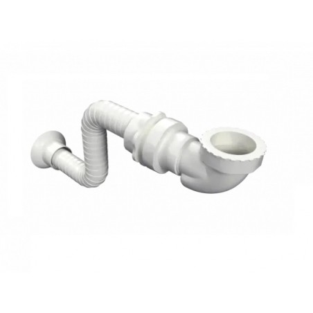 Excellent Pum Syfon umywalkowy niski, z rurą elastyczną, biały