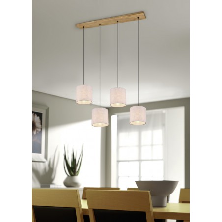 Trio Lampa wisząca nowoczesna ELMAU 302100430 srebrny i odcienie srebra, drewno jasne i ciemne