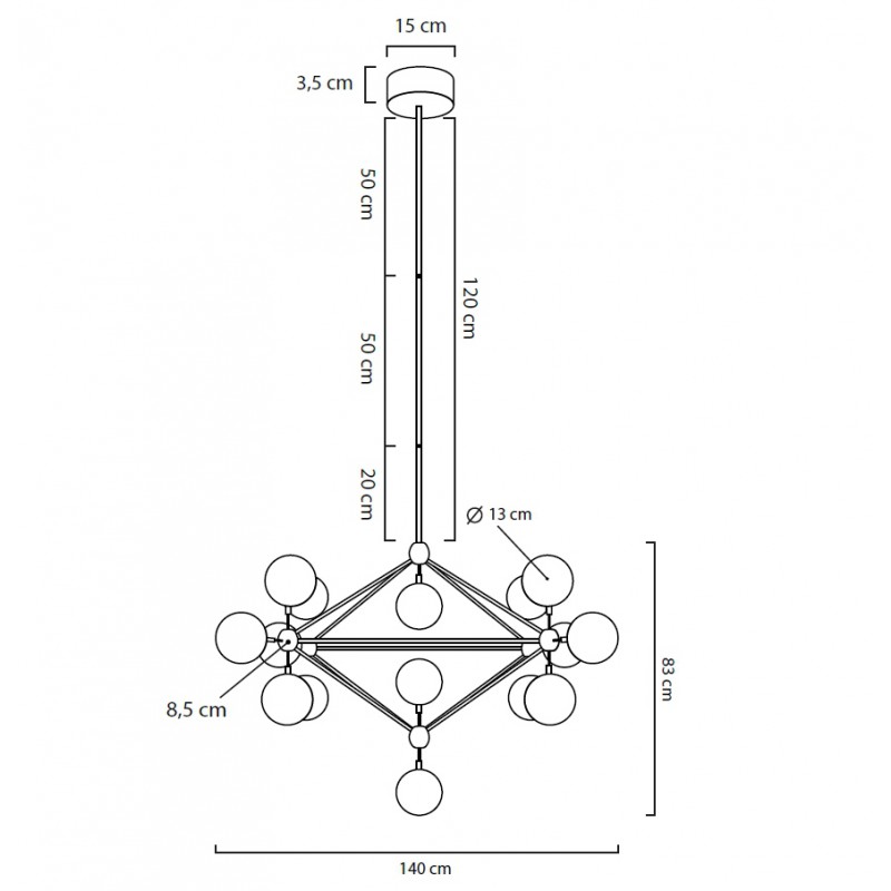 MOOSEE lampa wisząca ASTRIFERO 15 czarna / bursztynowa