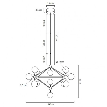 MOOSEE lampa wisząca ASTRIFERO 15 czarna / bursztynowa