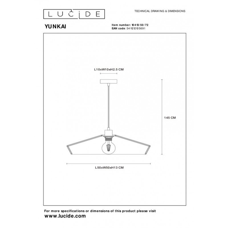 Lucide Lampa wisząca nowoczesna YUNKAI 10413/50/72 drewno jasne i ciemne, czarny