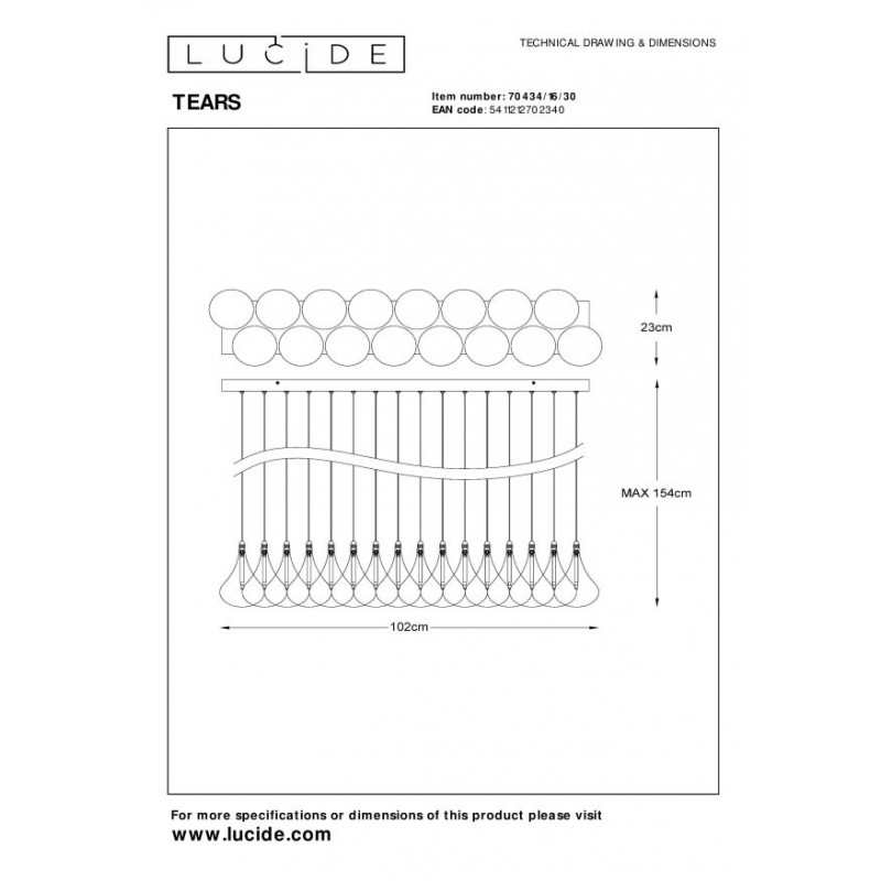 Lucide Lampa wisząca nowoczesna TEARS 70434/16/30 czarny