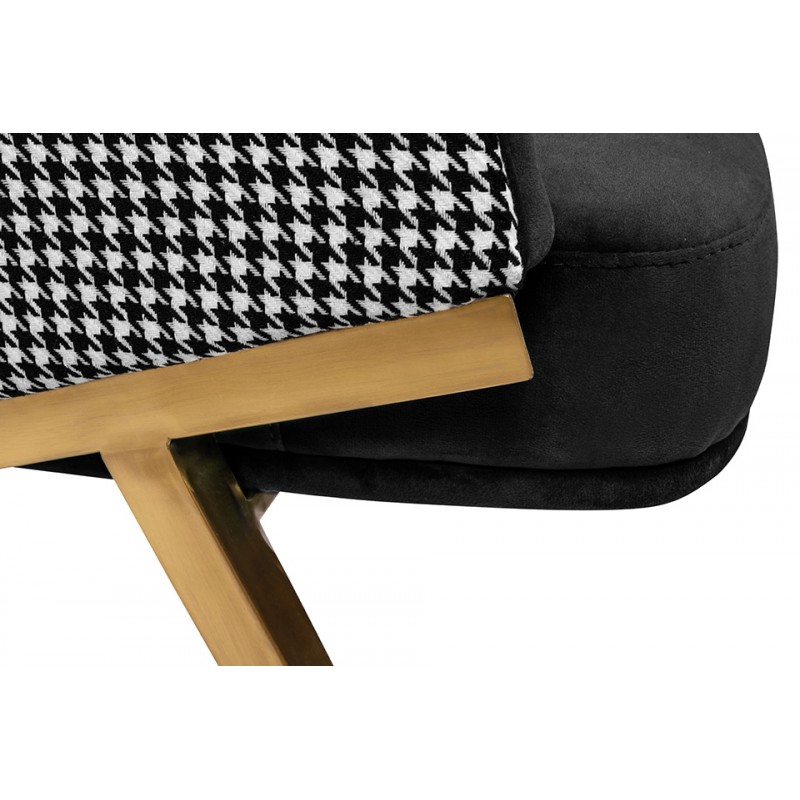 Fotel HAMPTON VELVET czarny / pepitka
