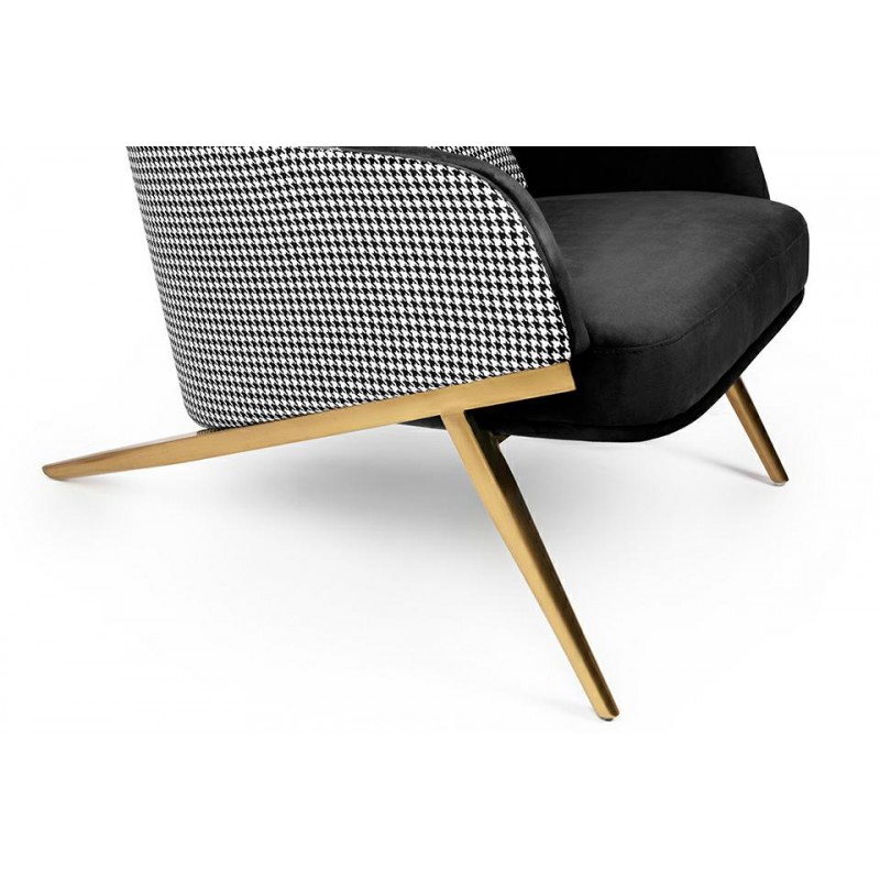 Fotel HAMPTON VELVET czarny / pepitka