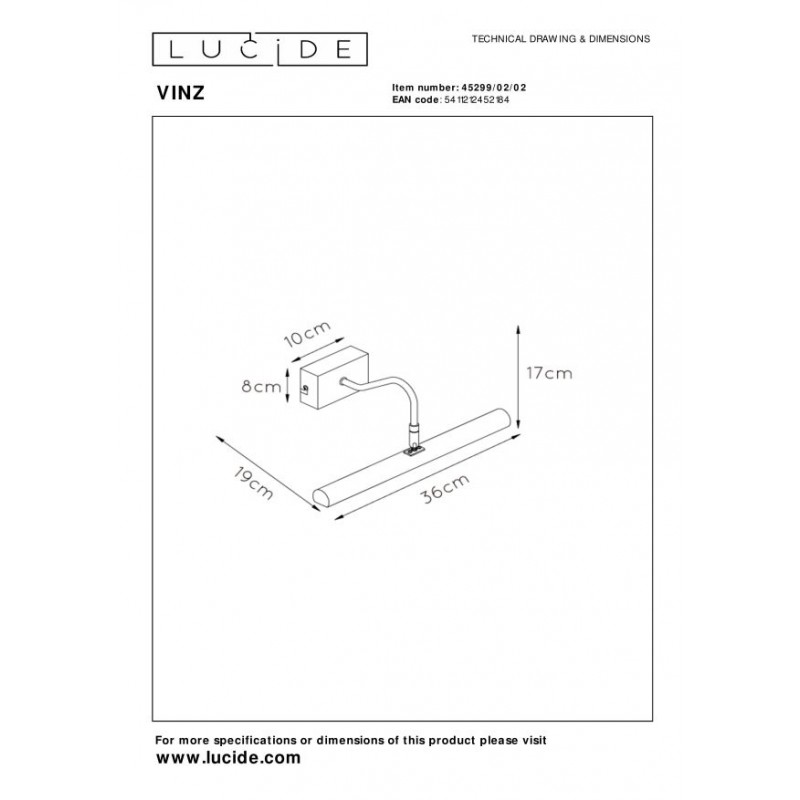 Lucide Kinkiet VINZ 45299/02/02 złoty i odcienie złota