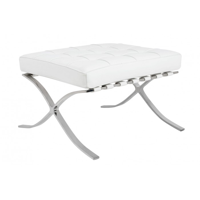 Podnóżek BARCELON PRESTIGE PLUS biały - włoska selekcjonowana skóra naturalna, stal