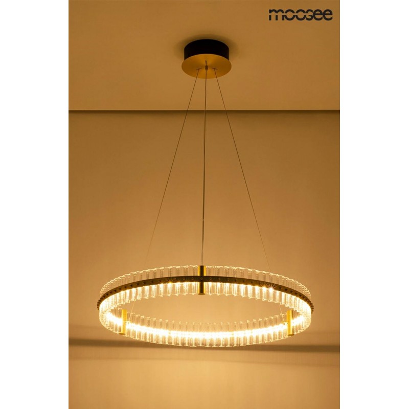MOOSEE lampa wisząca SATURNUS 85 złota - LED, kryształ, stal szczotkowana
