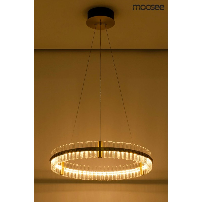 MOOSEE lampa wisząca SATURNUS 70 złota - LED, kryształ, stal szczotkowana
