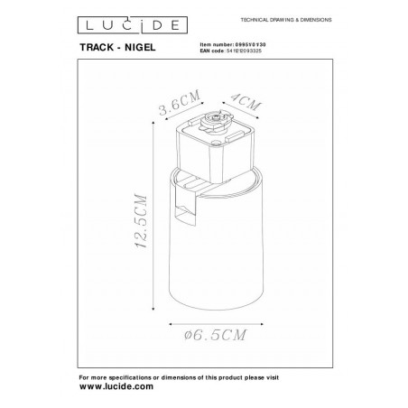 Lucide Lampa natynkowa TRACK - NIGEL 09951/01/30 czarny