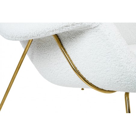 Fotel COZY TEDDY biały z podnóżkiem