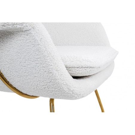 Fotel COZY TEDDY biały z podnóżkiem
