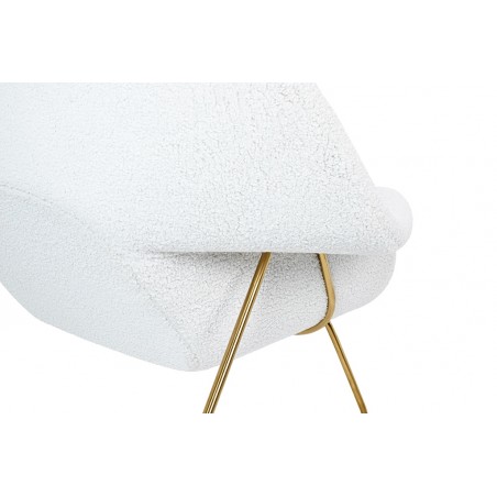 Fotel COZY TEDDY biały z podnóżkiem