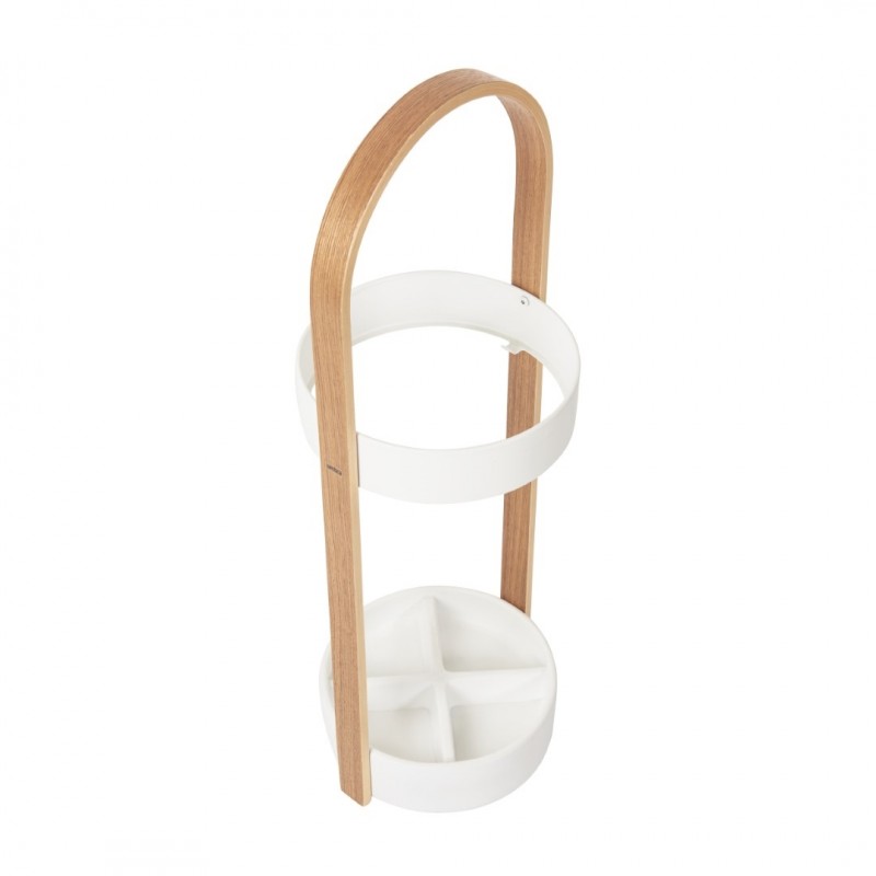 UMBRA stojak na parasolki BELLWOOD biało naturalny