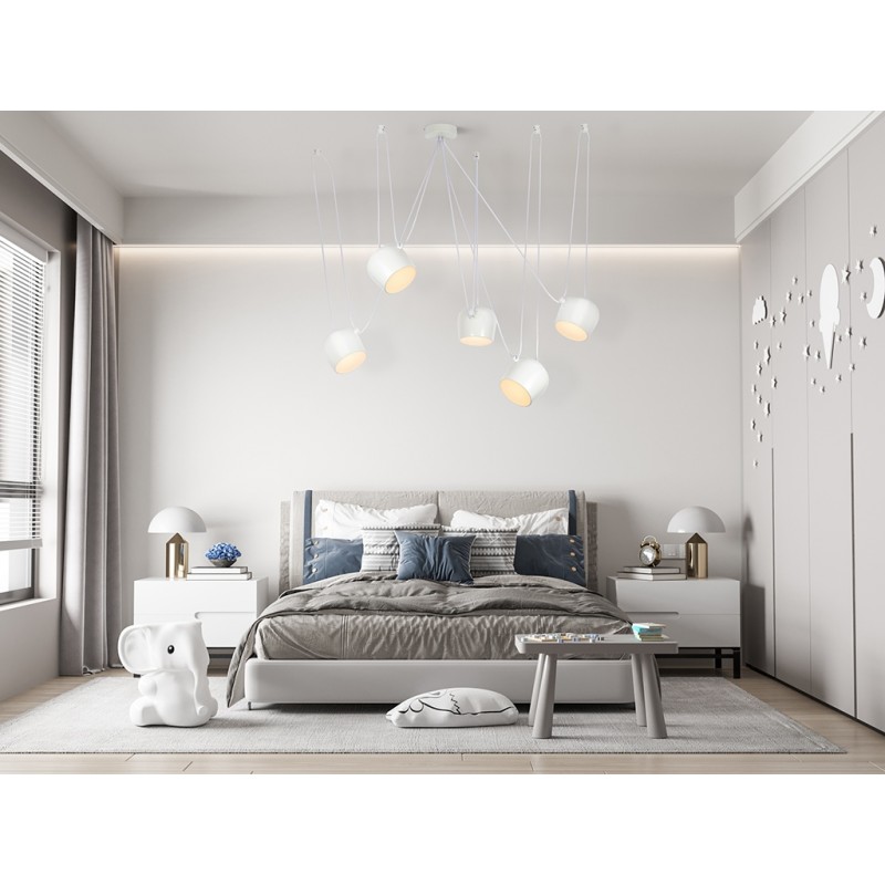 Lampa wisząca EYE 5 biała - LED, aluminium