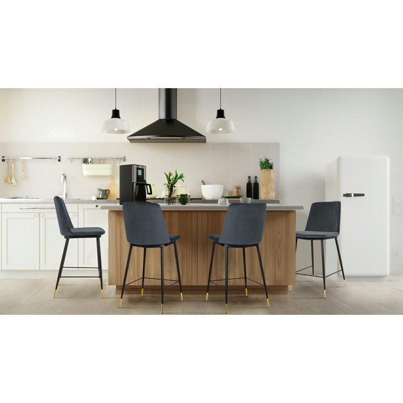 Hoker DIEGO 65 ciemno szary - welur, podstawa czarno złota