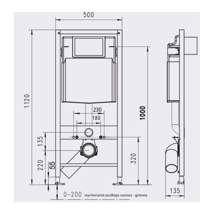 Stelaż WC WERIT podtynkowy 3w1 (przycisk...
