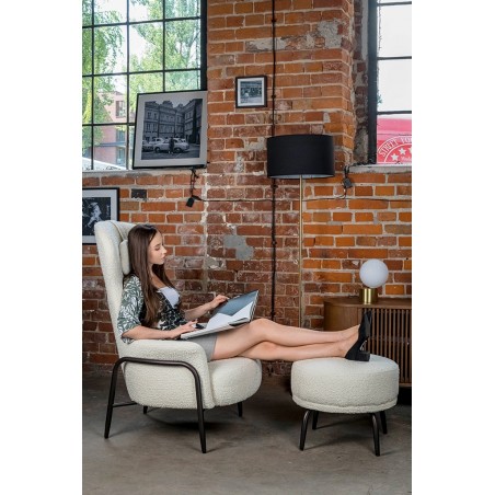 Fotel TEDDY GRAND beżowy z podnóżkiem