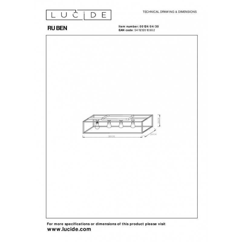 Lucide Lampa natynkowa RUBEN 00124/04/30 czarny