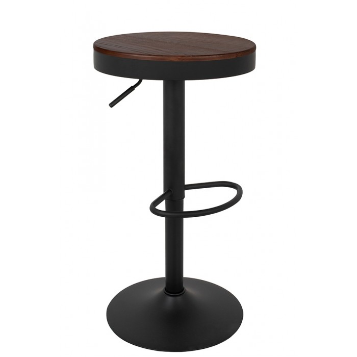 Krzesło barowe VOLT regulowane czarne / ciemny wiąz