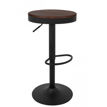 Krzesło barowe VOLT regulowane czarne / ciemny wiąz