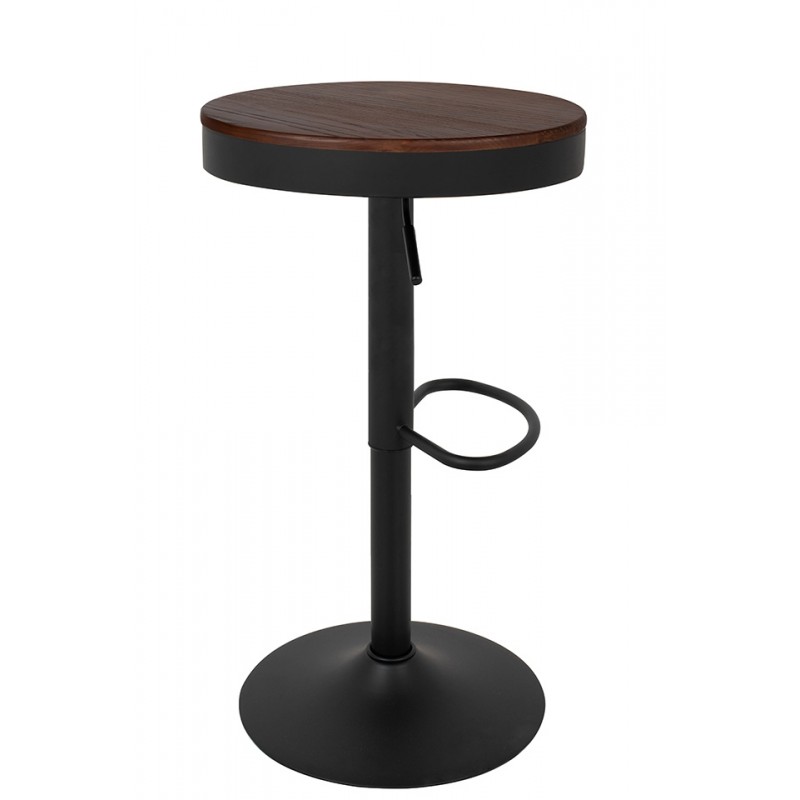 Krzesło barowe VOLT regulowane czarne / ciemny wiąz