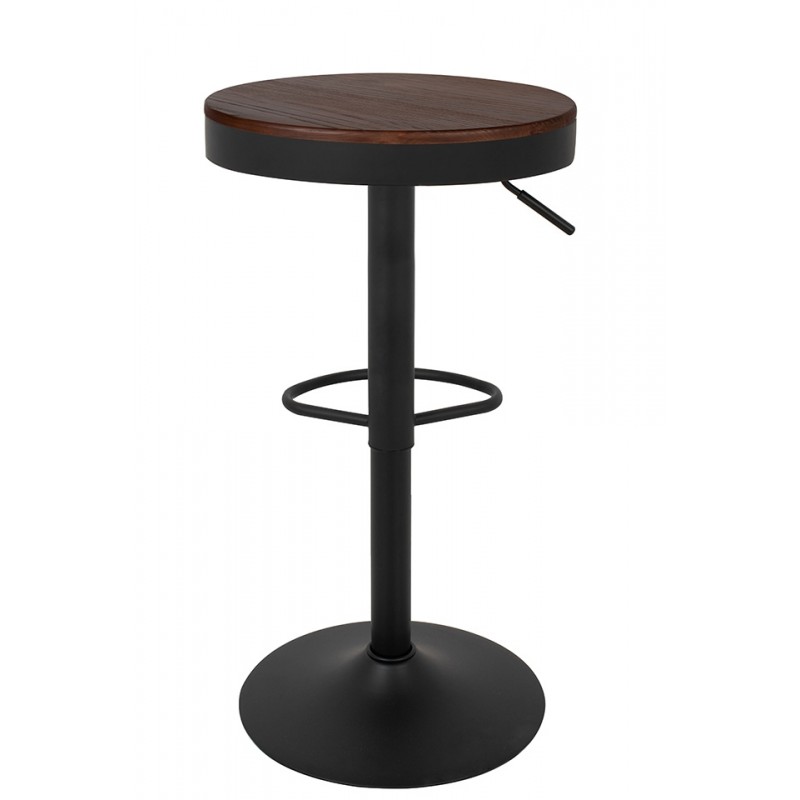 Krzesło barowe VOLT regulowane czarne / ciemny wiąz