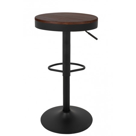 Krzesło barowe VOLT regulowane czarne / ciemny wiąz