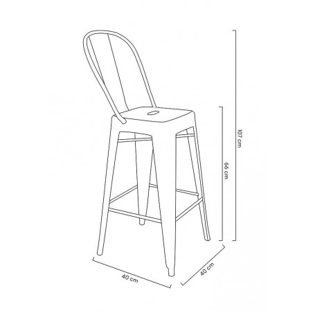 Krzesło barowe TOWER BIG BACK 66 (Paris) metal