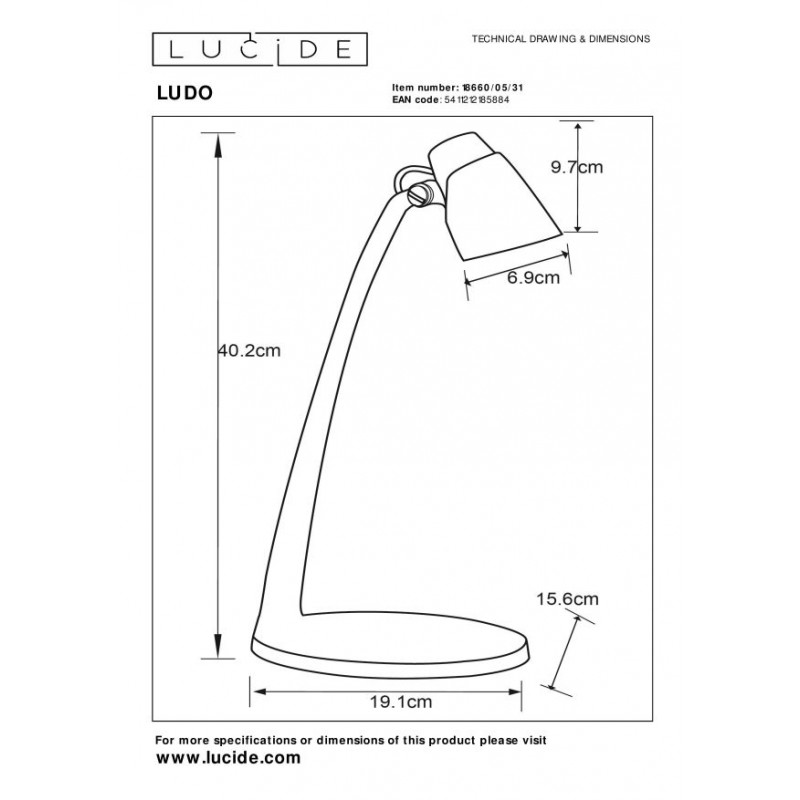 Lucide Lampa stołowa LUDO 18660/05/31 biały, szary i odcienie szarości