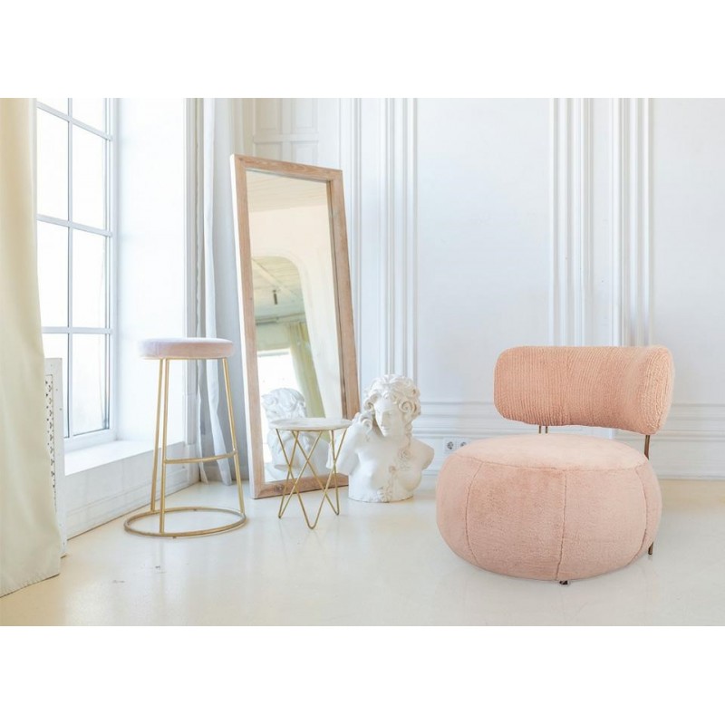 Fotel LOW TEDDY PINK różowy