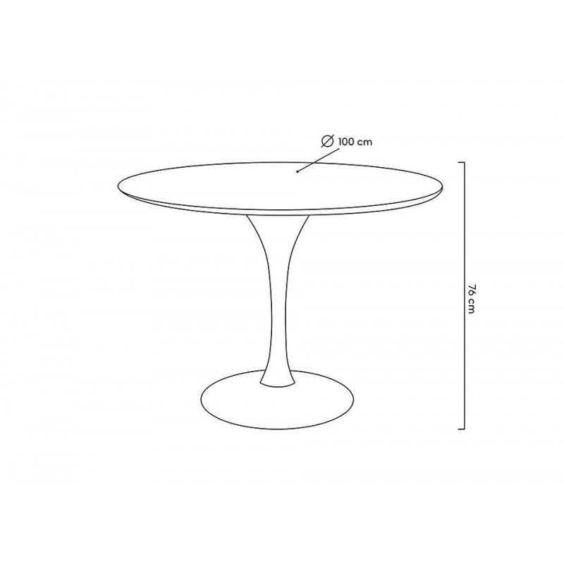 Stół TULIP PREMIUM 100 biały  - MDF, metal