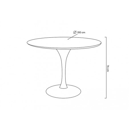 Stół TULIP PREMIUM 100 biały  - MDF, metal