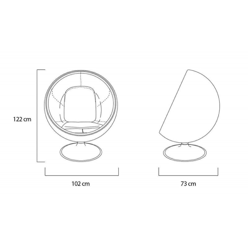 Fotel BALL biało-czarny - włókno szklane