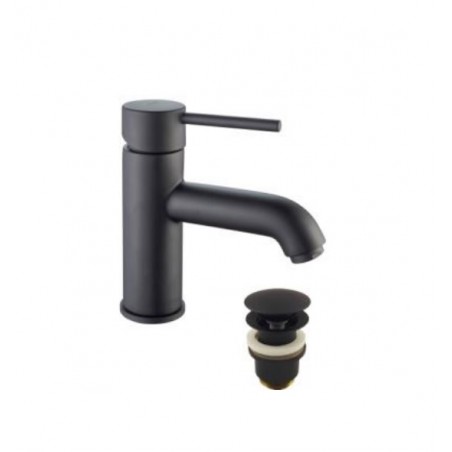 Paffoni Piper Bateria umywalkowa z korkiem click clack Czarny mat