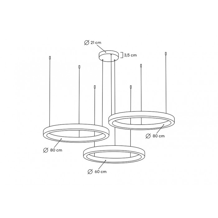 Lampa wisząca RING 60 + 80 + 80 złota na jednej...