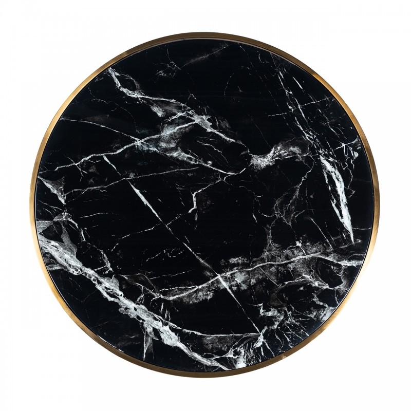 RICHMOND stolik kawowy COSSAI 80 cm złoty - konglomerat imitujący marmur, stal nierdzewna