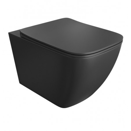 Lavita Onil Black Muszla Miska Wisząca WC 51x35,5 z deską w/o, bezrantowa