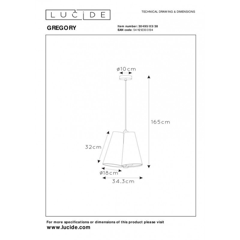 Lucide Lampa wisząca nowoczesna GREGORY 30495/03/38 beżowy, czarny